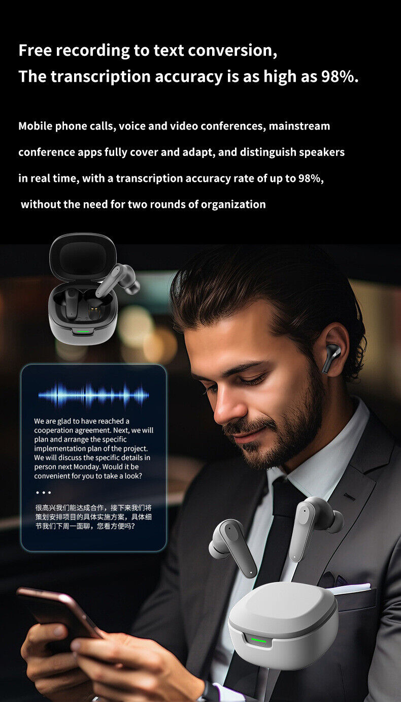 AI Intelligent Multi-language Wireless Translation Earbud